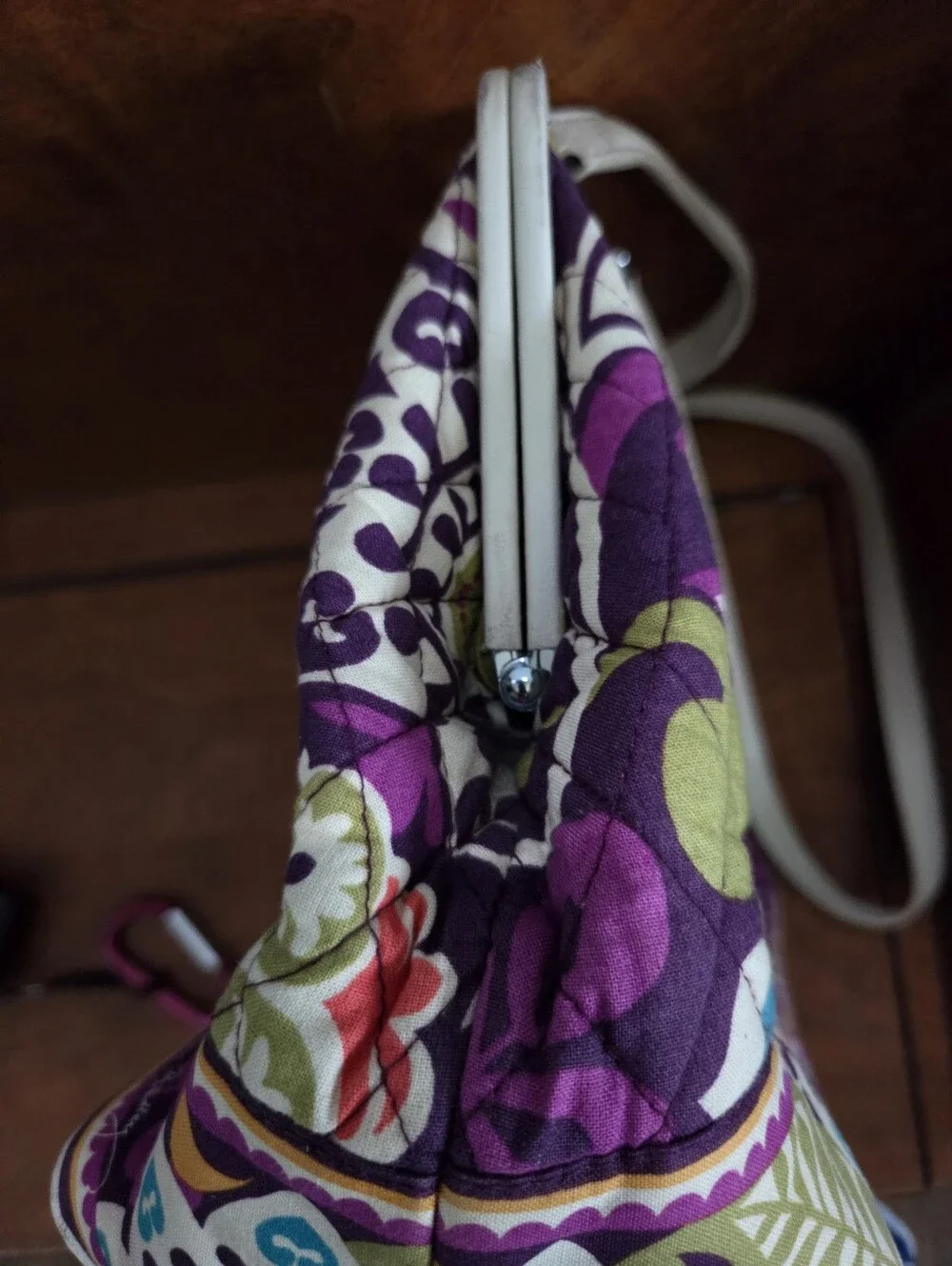 Vera Bradley Purple Multi-Color Quilted Floral Frame Satchel